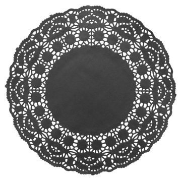 Naperon em Papel Rendado Preto Circular 240 mm 250un