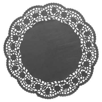 Naperon em Papel Rendado Preto Circular 270 mm 250un