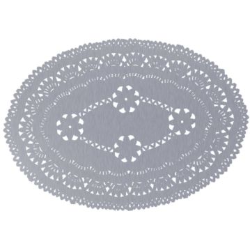 Naperon em Papel Prateado Oval Rendado 270x190mm 250un