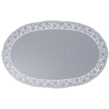 Naperon em Papel Prateado Oval Rendado 560x350mm 100un