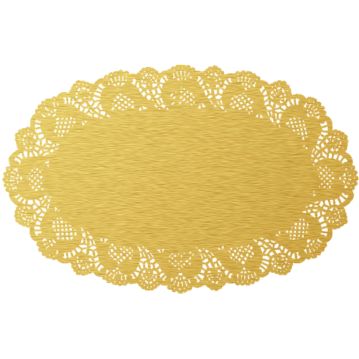 Naperon em Papel Dourado Oval Rendado 370x240mm 250un