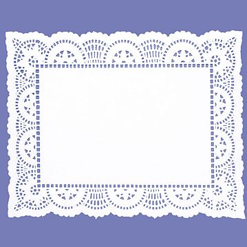 Naperon em Papel Branco Rendado Rectangular 210x150mm 100 un