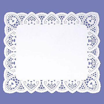 Naperon em Papel Branco Rendado Rectangular 380x310mm 100 un