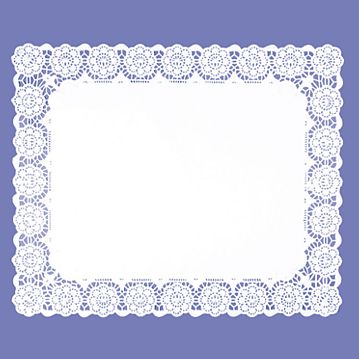 Naperon em Papel Branco Rendado Rectangular 410x340mm 100 un
