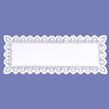 Naperon em Papel Branco Rendado Rectangular 420x160mm 100 un