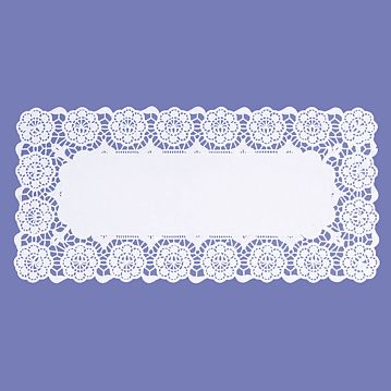 Naperon em Papel Branco Rendado Rectangular 500x240mm 100 un