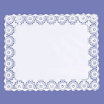 Naperon em Papel Branco Rendado Rectangular 320x260mm 100 un