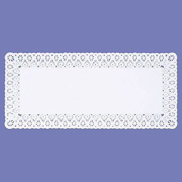 Naperon em Papel Branco Rendado Rectangular 450x200mm 100 un