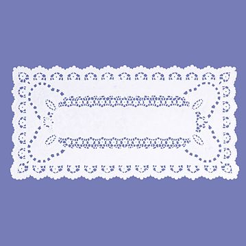 Naperon em Papel Branco Rendado Rectangular 400x200mm 100 un