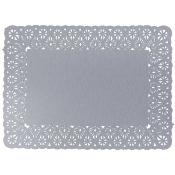 Naperon em Papel Prateado Rendado Rectangular 250x180mm 100 un