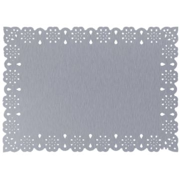 Naperon em Papel Prateado Rendado Rectangular 470x310mm 100 un