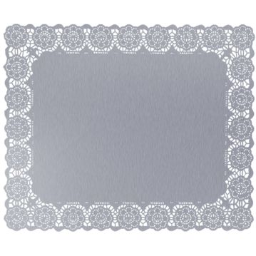 Naperon em Papel Prateado Rendado Rectangular 410x340mm 100 un