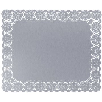 Naperon em Papel Prateado Rendado Rectangular 450x350mm 100 un