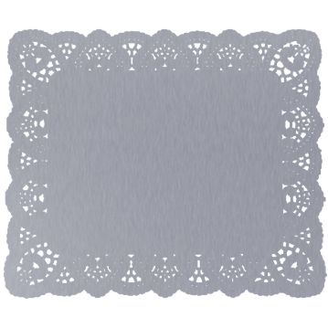 Naperon em Papel Prateado Rendado Rectangular 440x370mm 100 un