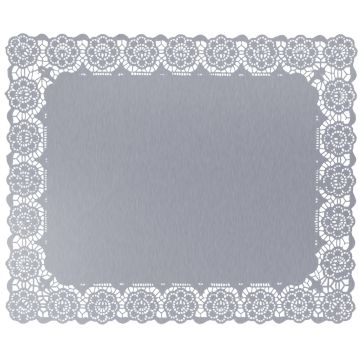 Naperon em Papel Prateado Rendado Rectangular 550x450mm 100 un