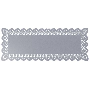 Naperon em Papel Prateado Rendado Rectangular 420x160mm 100 un
