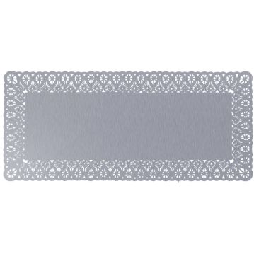 Naperon em Papel Prateado Rendado Rectangular 450x200mm 100 un