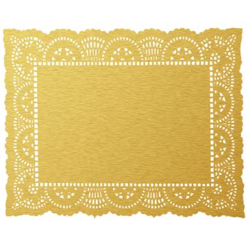 Naperon em Papel Dourado Rendado Rectangular 210x150mm 100 un