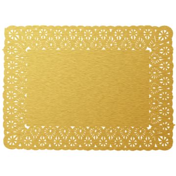 Naperon em Papel Dourado Rendado Rectangular 250x180mm 100 un