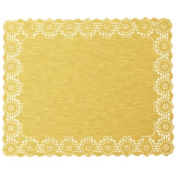 Naperon em Papel Dourado Rendado Rectangular 270x210mm 100 un