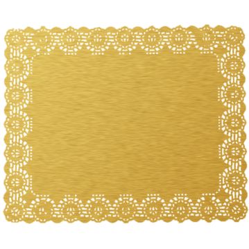 Naperon em Papel Dourado Rendado Rectangular 320x260mm 100 un