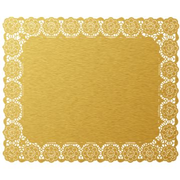 Naperon em Papel Dourado Rendado Rectangular 410x340mm 100 un