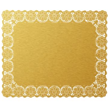 Naperon em Papel Dourado Rendado Rectangular 450x350mm 100 un