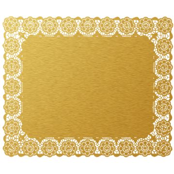Naperon em Papel Dourado Rendado Rectangular 550x450mm 100 un