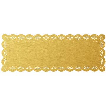 Naperon em Papel Dourado Rendado Rectangular 500x180mm 100 un