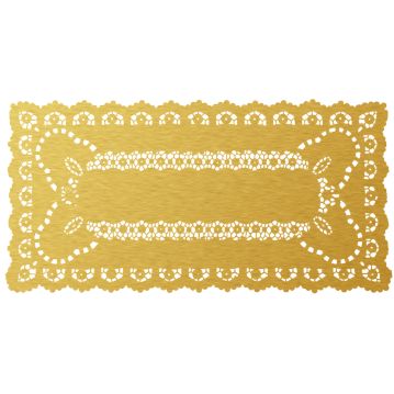 Naperon em Papel Dourado Rendado Rectangular 400x200mm 100 un