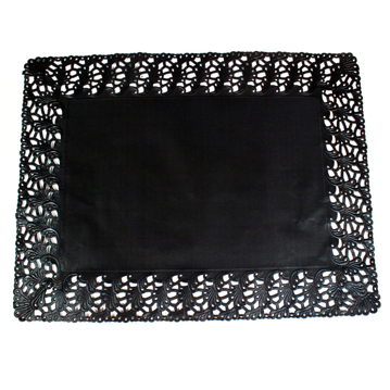 Naperon em Papel Preto Rendado Rectangular 320x260mm 250 un