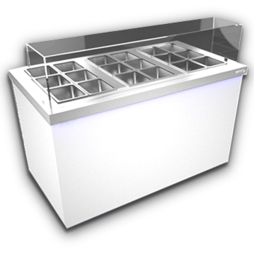 Vitrine para Toppings 18 cubas 3 temperaturas