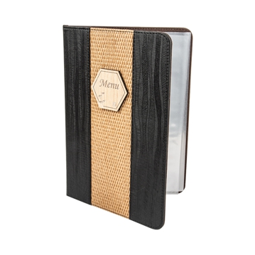 Porta Menus em PVC Preto 8 bolsas A4 220x310mm