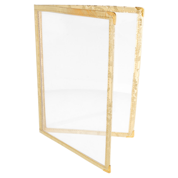 Menu Americano A5 150x215mm 2 corpos 4 pginas PVC Dourado