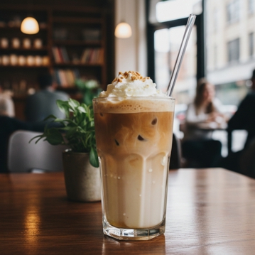 Iced Latte com Caf� ou Matcha e Amaretto